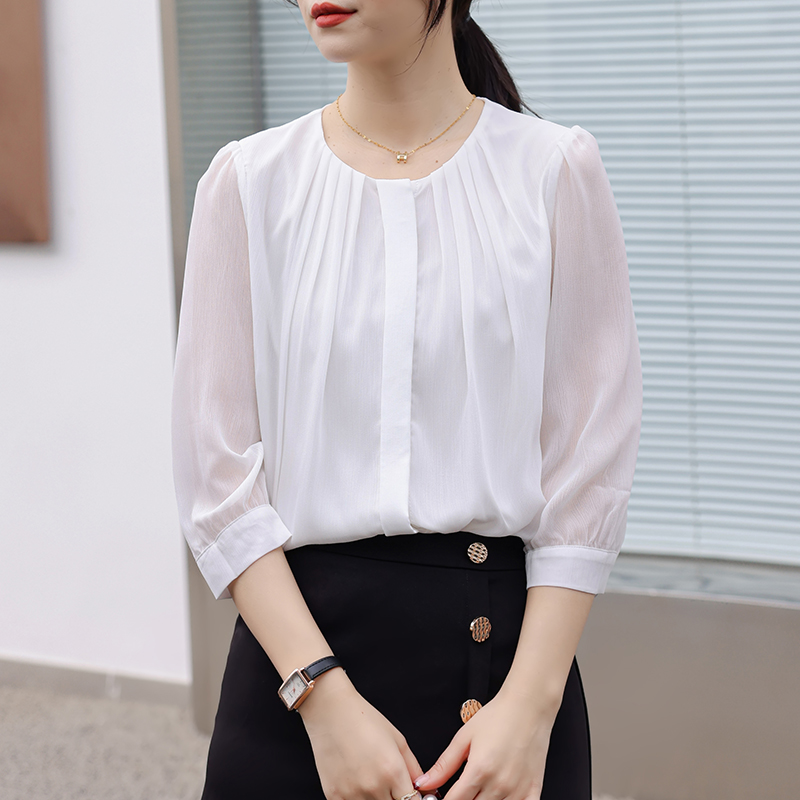 Round neck autumn tops fashion shirt for women