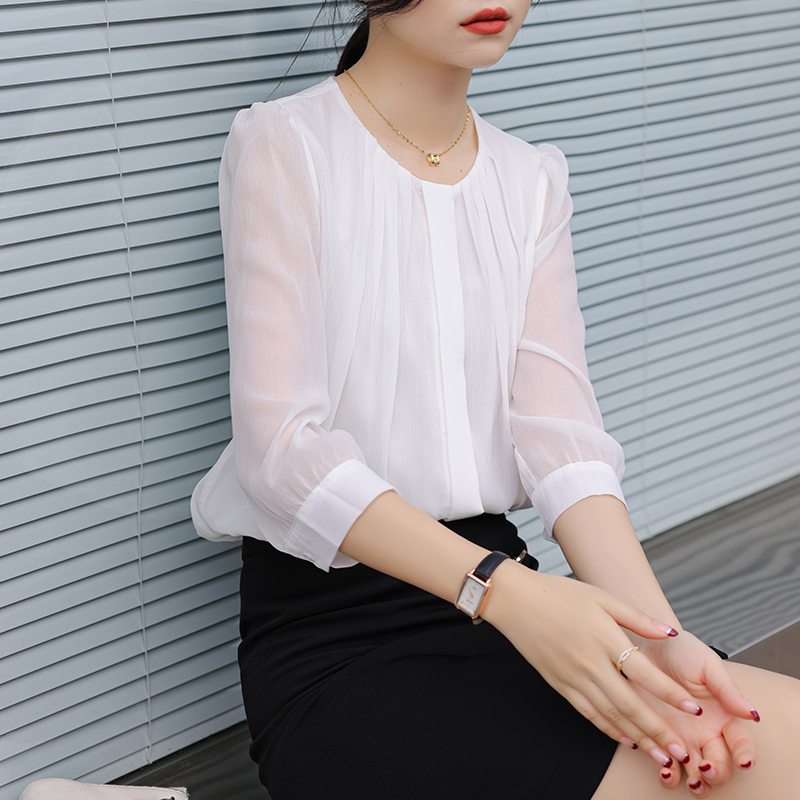 Round neck autumn tops fashion shirt for women