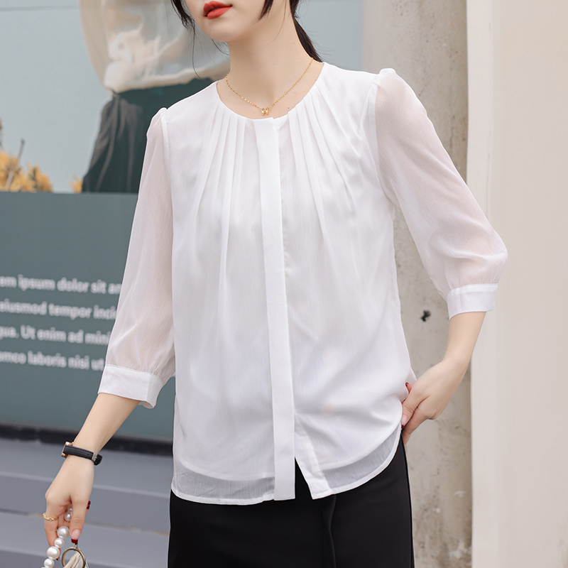 Round neck autumn tops fashion shirt for women