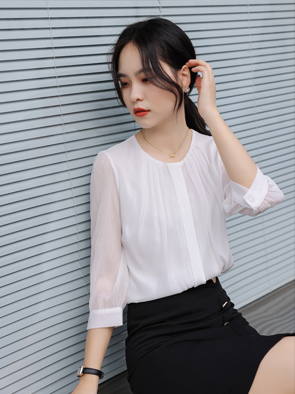 Round neck autumn tops fashion shirt for women