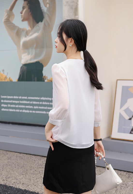 Round neck autumn tops fashion shirt for women