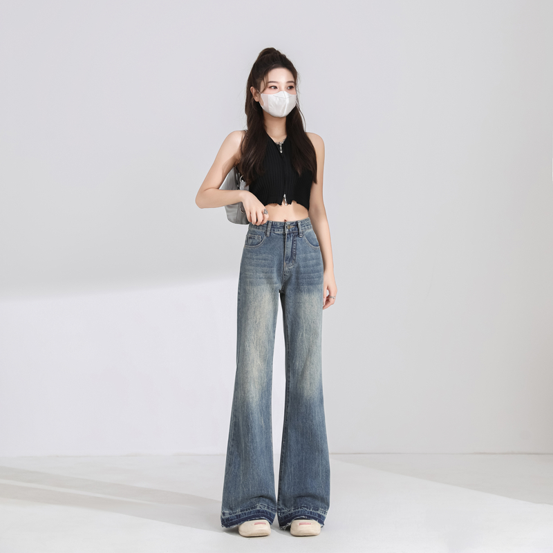 Burr speaker long pants loose jeans for women