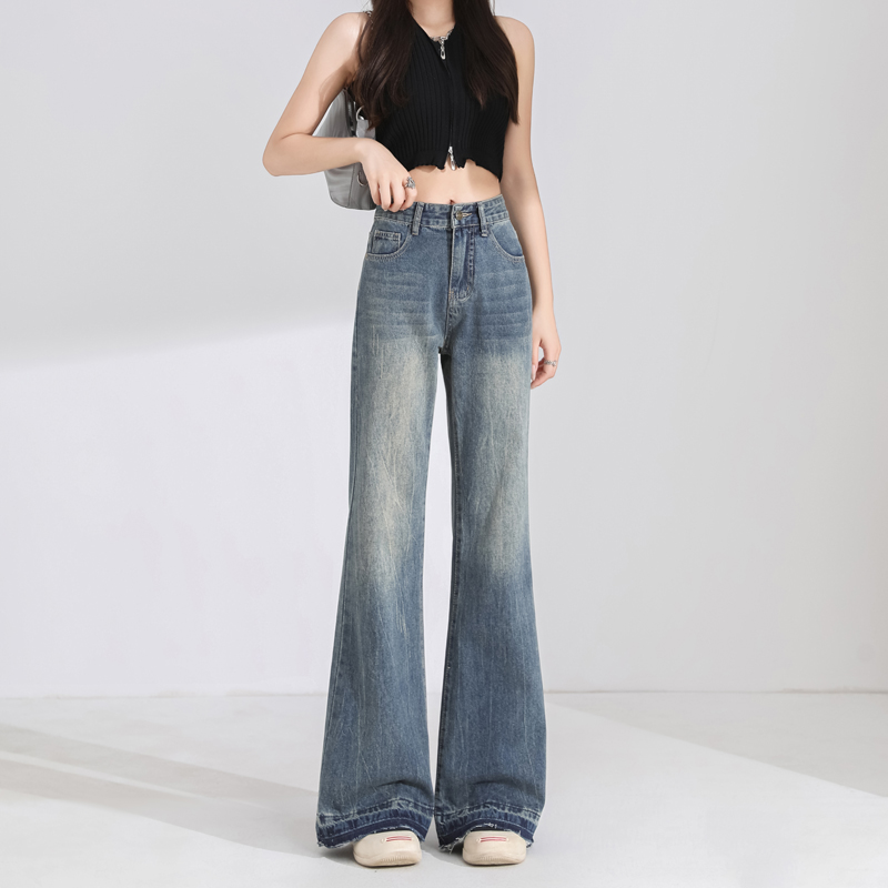 Burr speaker long pants loose jeans for women