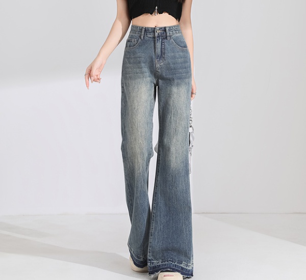 Burr speaker long pants loose jeans for women