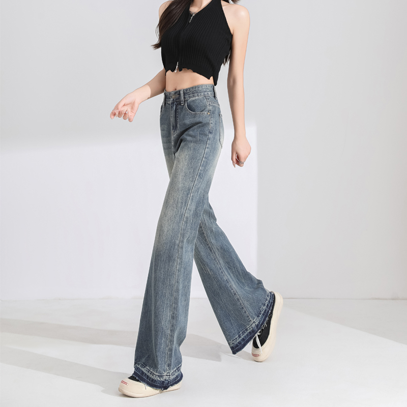 Burr speaker long pants loose jeans for women