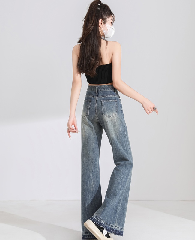 Burr speaker long pants loose jeans for women