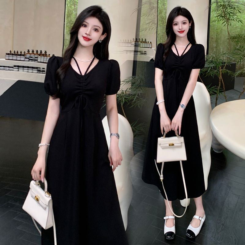 Casual Hepburn style fat large yard dress for women