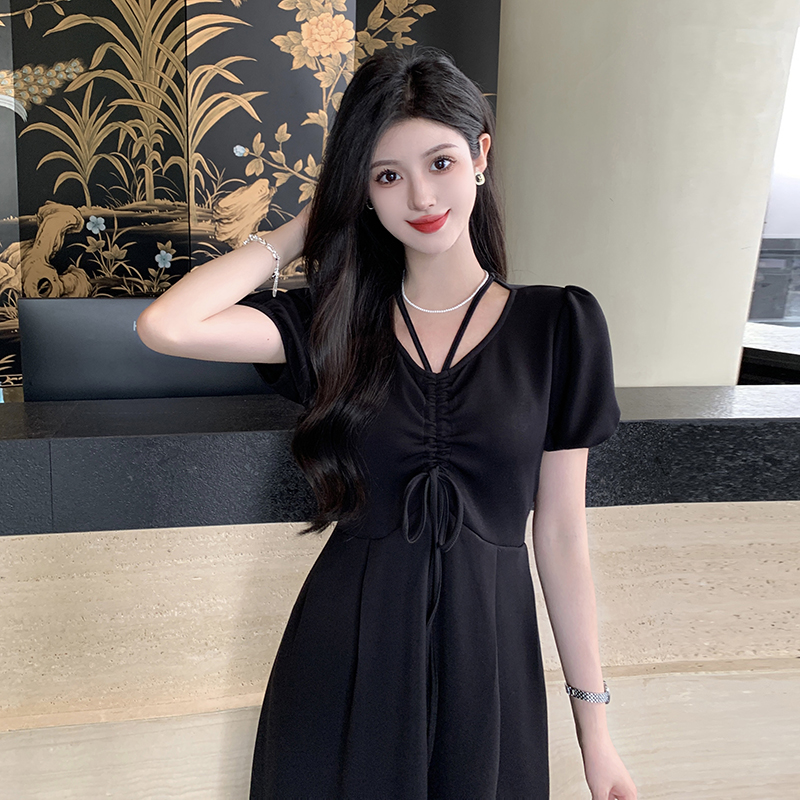 Casual Hepburn style fat large yard dress for women