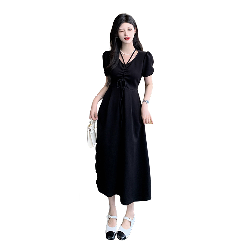 Casual Hepburn style fat large yard dress for women