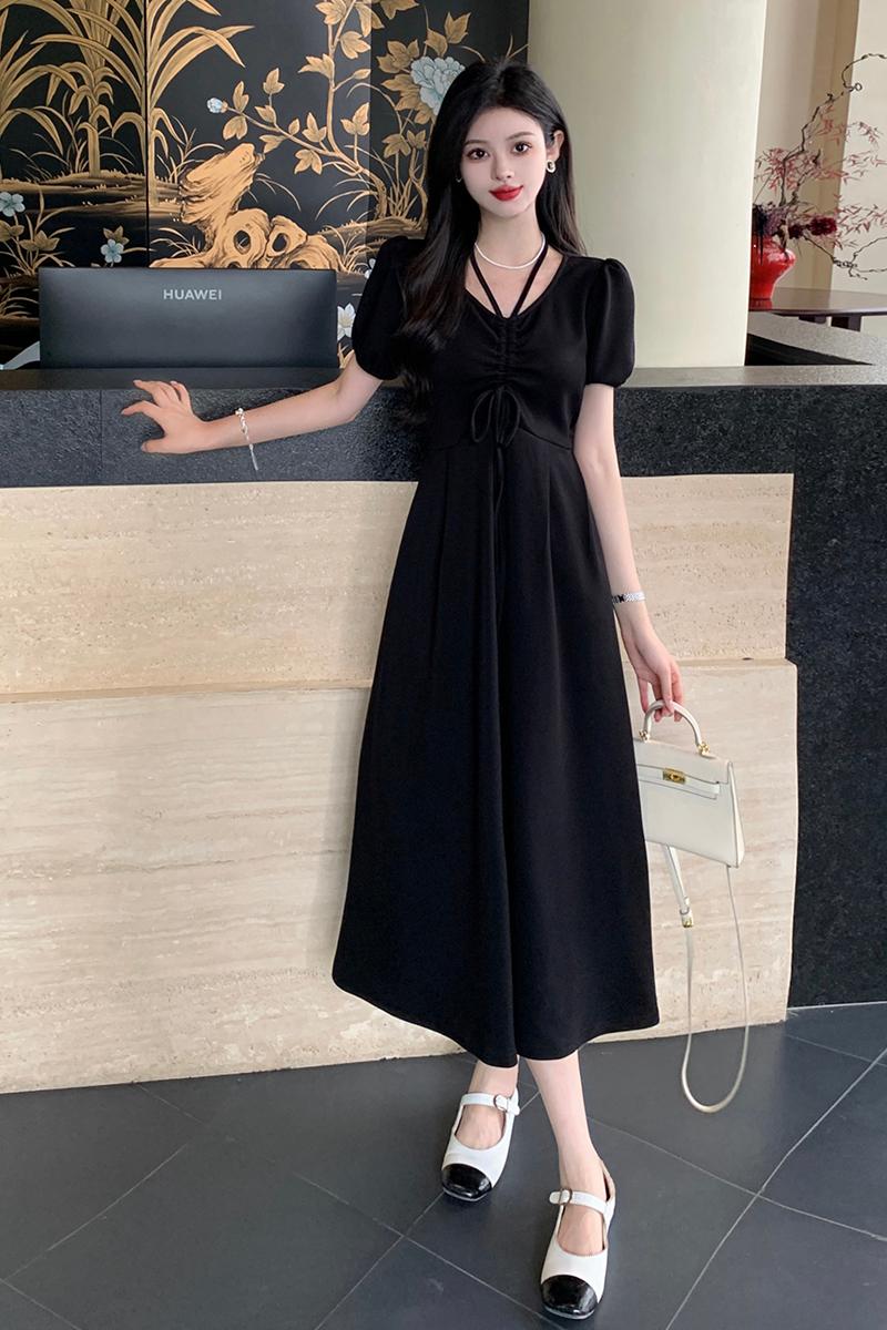 Casual Hepburn style fat large yard dress for women