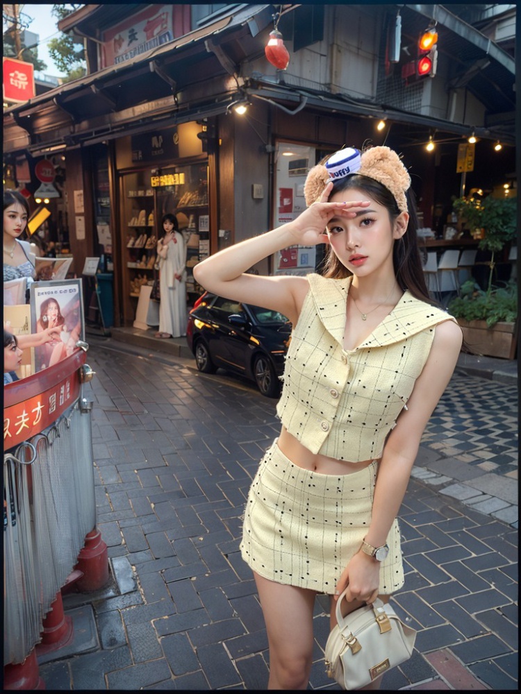 Sleeveless short short skirt chanelstyle tops 2pcs set