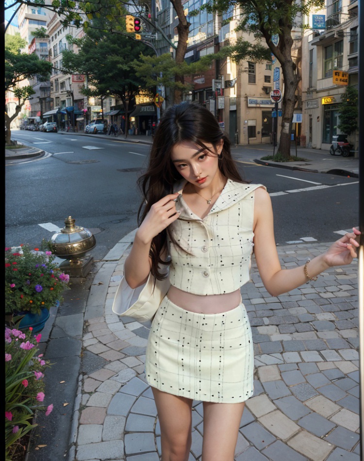 Sleeveless short short skirt chanelstyle tops 2pcs set