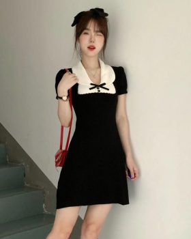 Classic black-white ladies knitted summer maiden dress