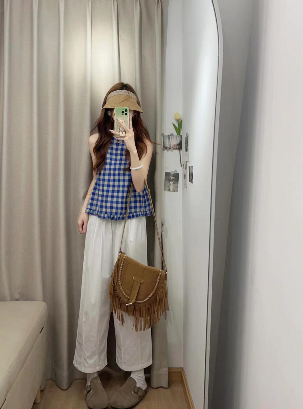 Sling enticement vest summer slim wide leg pants 2pcs set