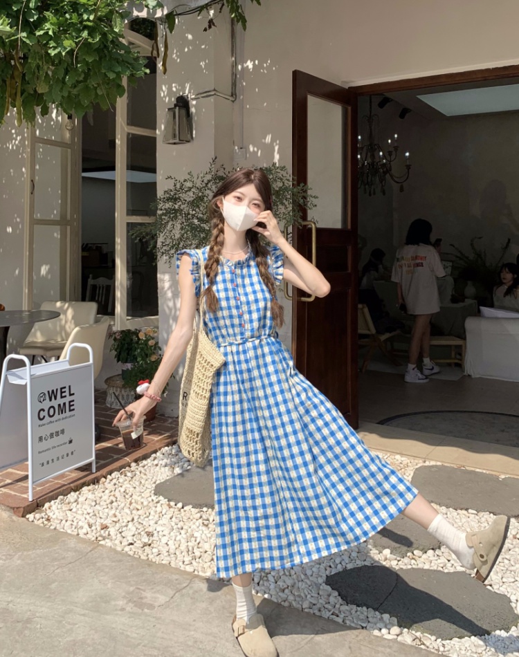 Vacation pinched waist dress summer vest for women