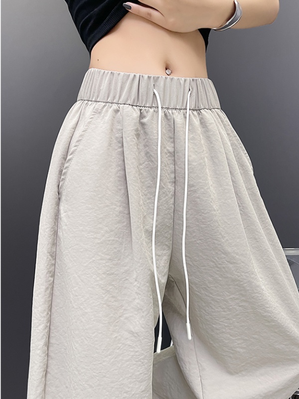 Drape ice silk wide leg pants straight pants for women