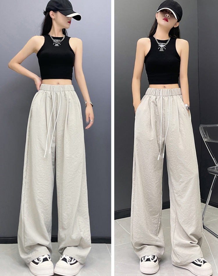 Drape ice silk wide leg pants straight pants for women