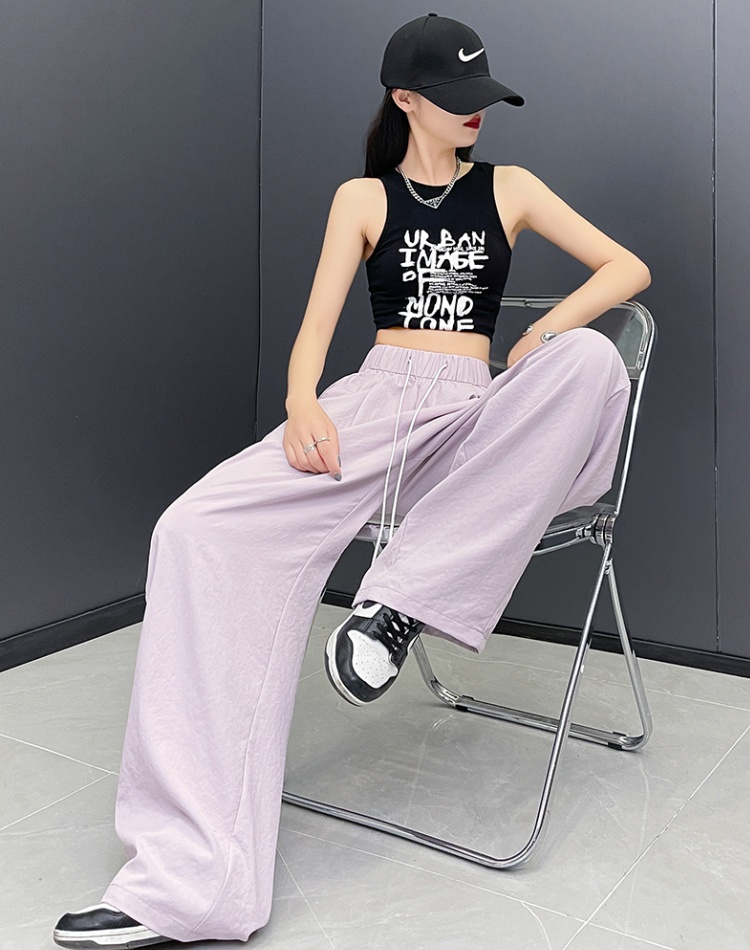 Drape ice silk wide leg pants straight pants for women