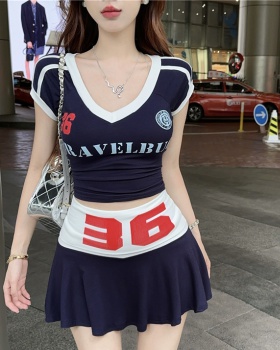 American style T-shirt spicegirl short skirt 2pcs set for women