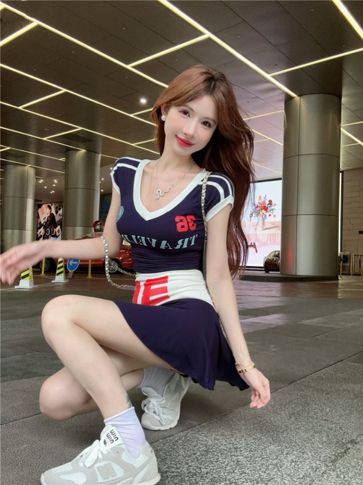 American style T-shirt spicegirl short skirt 2pcs set for women