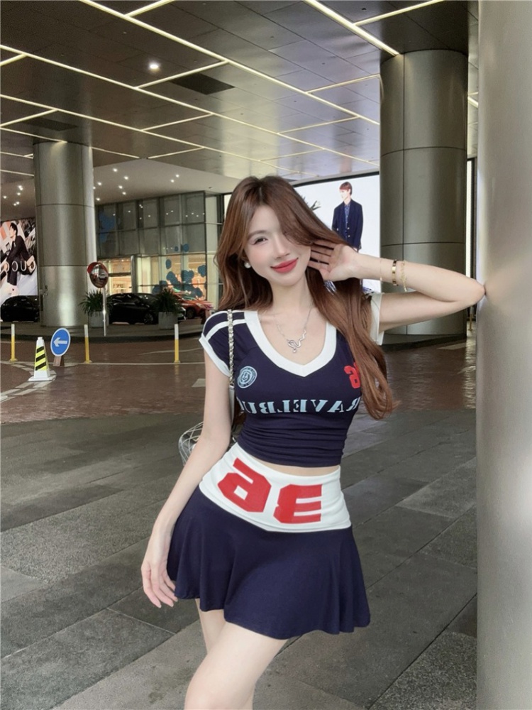 American style T-shirt spicegirl short skirt 2pcs set for women