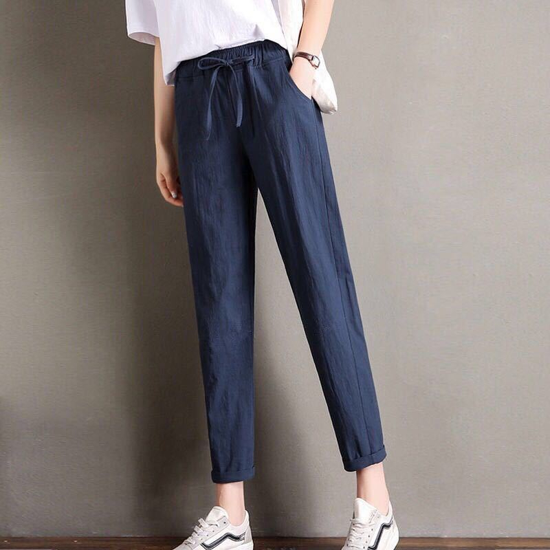 Fashion cotton linen nine pants slim Casual pencil pants