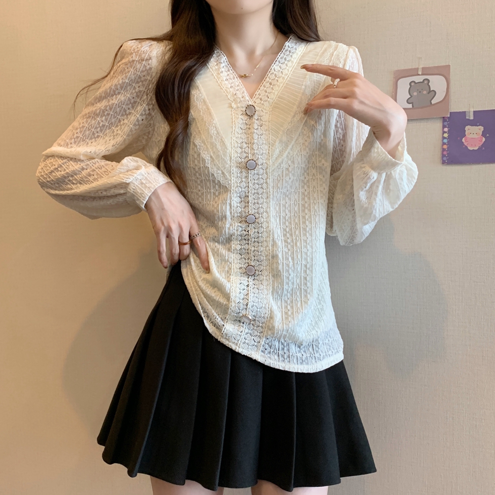 Large yard lace autumn France style shirt