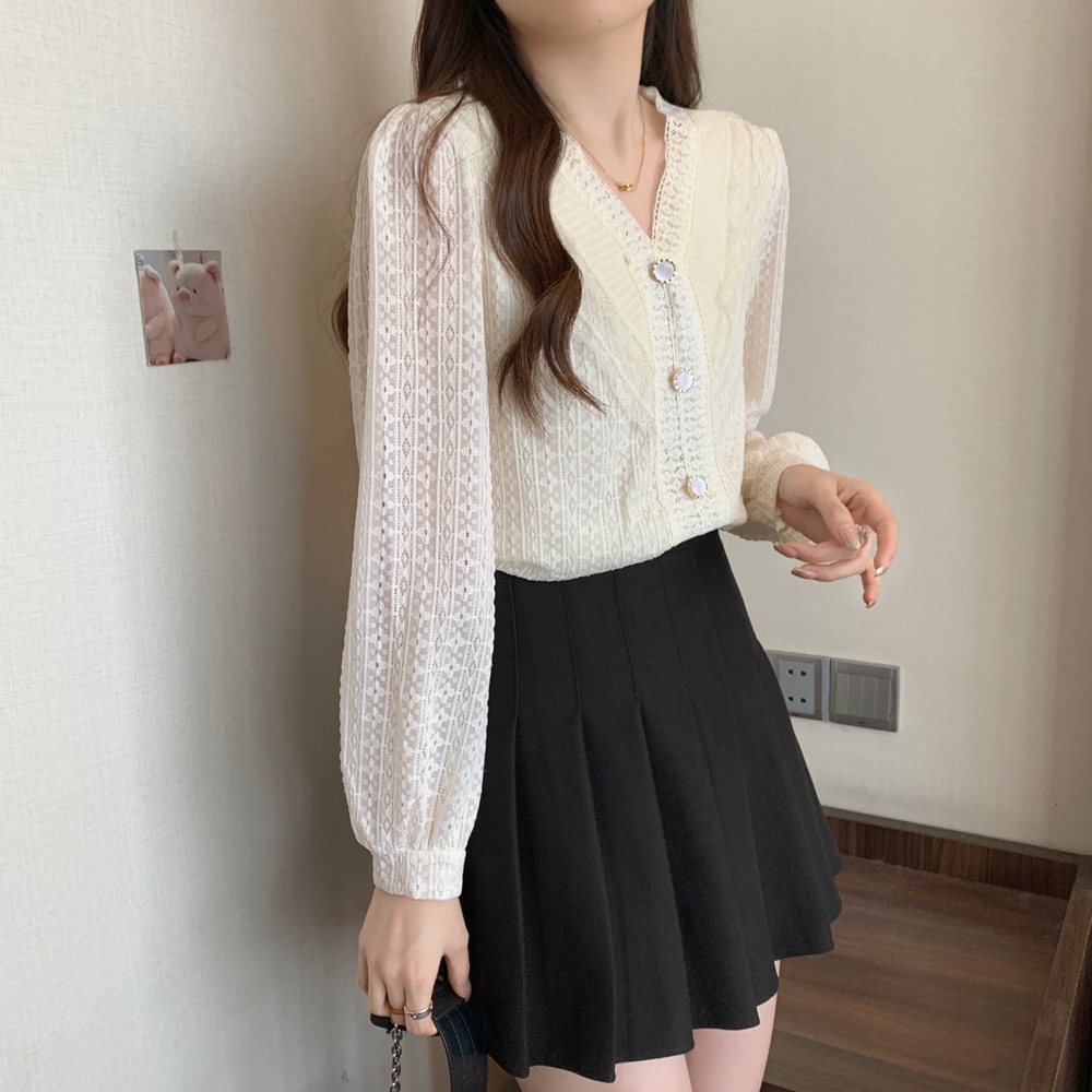 Large yard lace autumn France style shirt