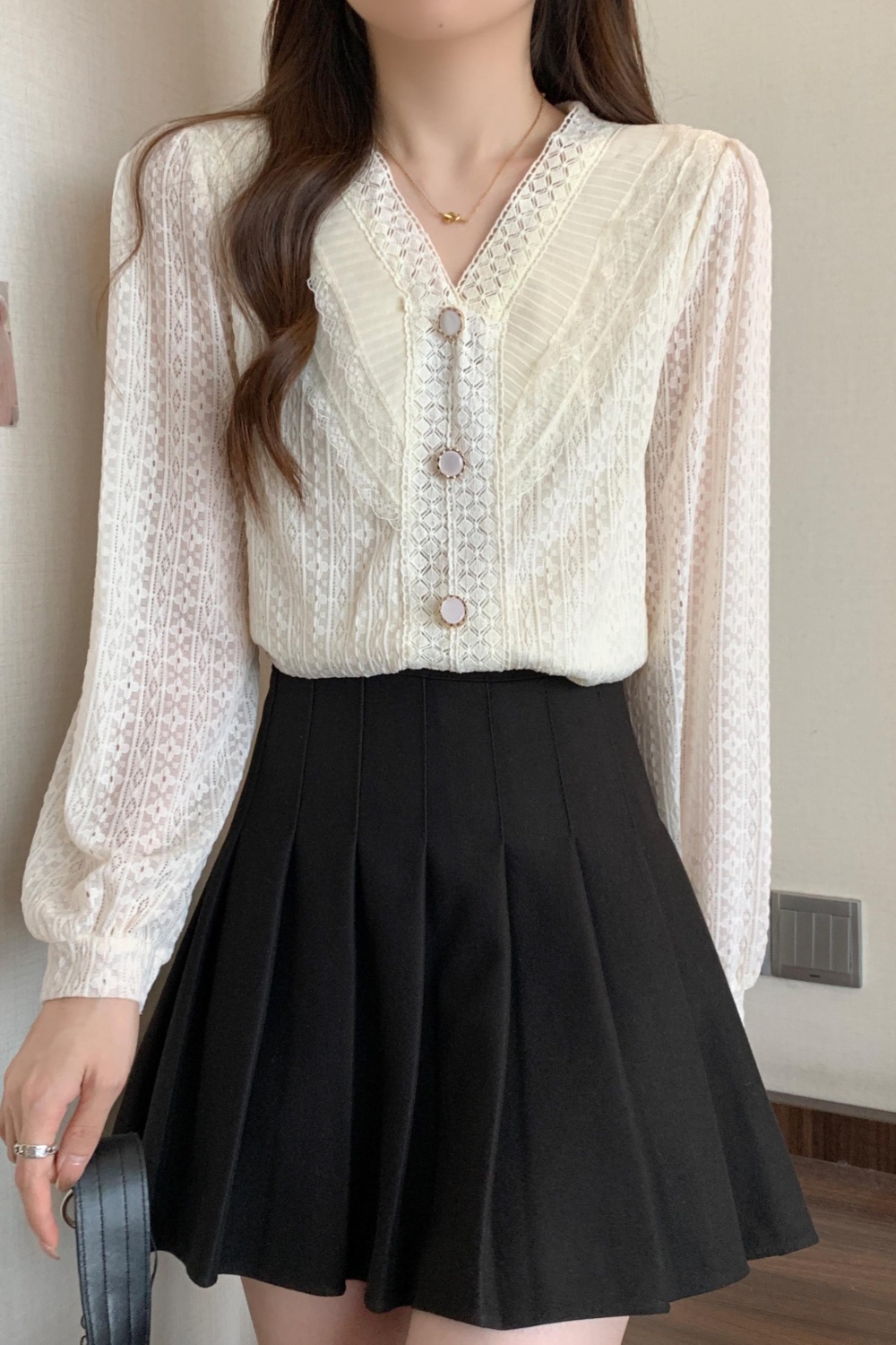 Large yard lace autumn France style shirt