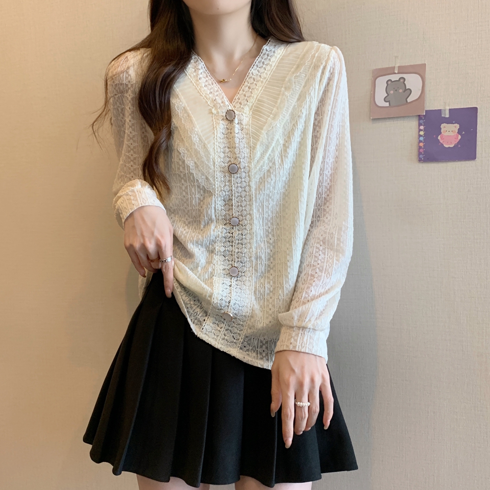 Large yard lace autumn France style shirt