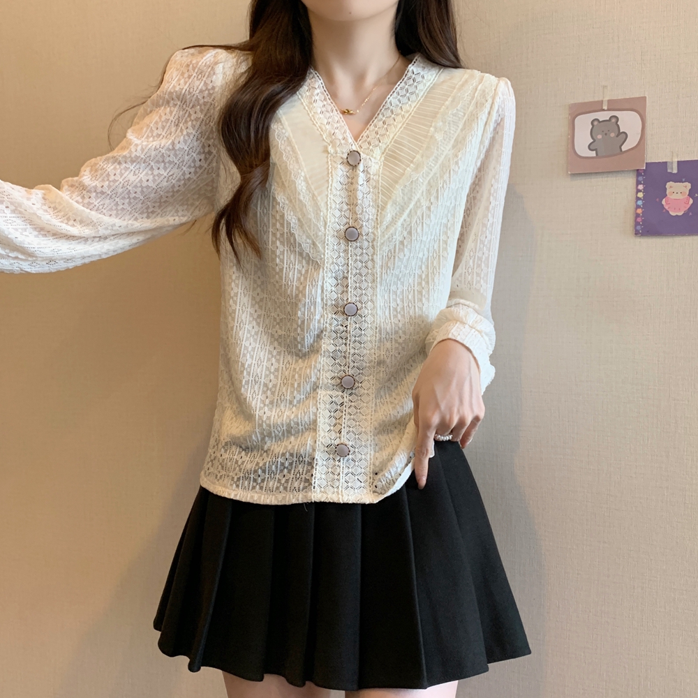 Large yard lace autumn France style shirt