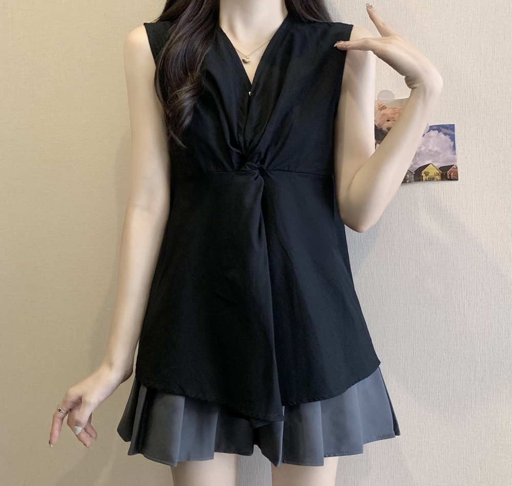 Sleeveless large yard shirt breathable slim tops for women