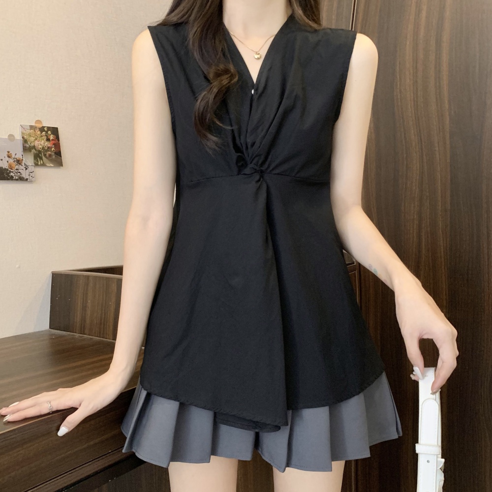 Sleeveless large yard shirt breathable slim tops for women