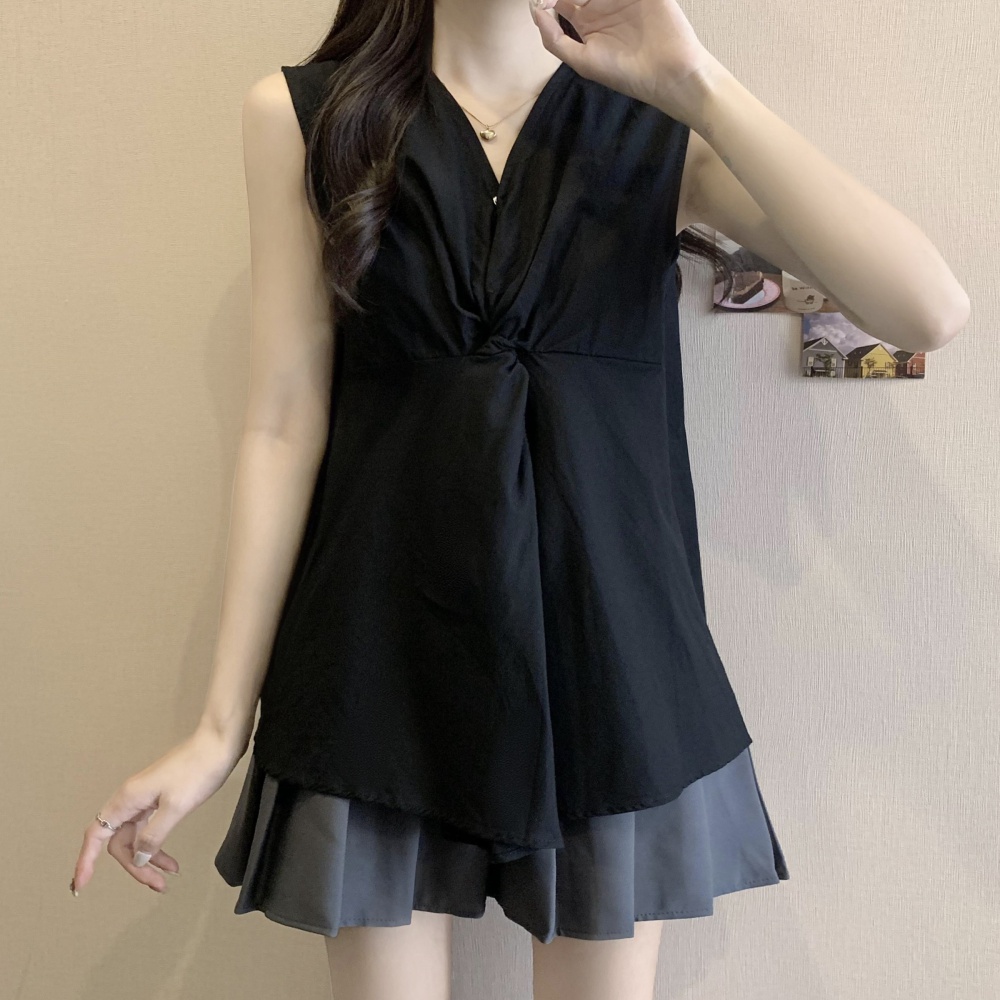 Sleeveless large yard shirt breathable slim tops for women