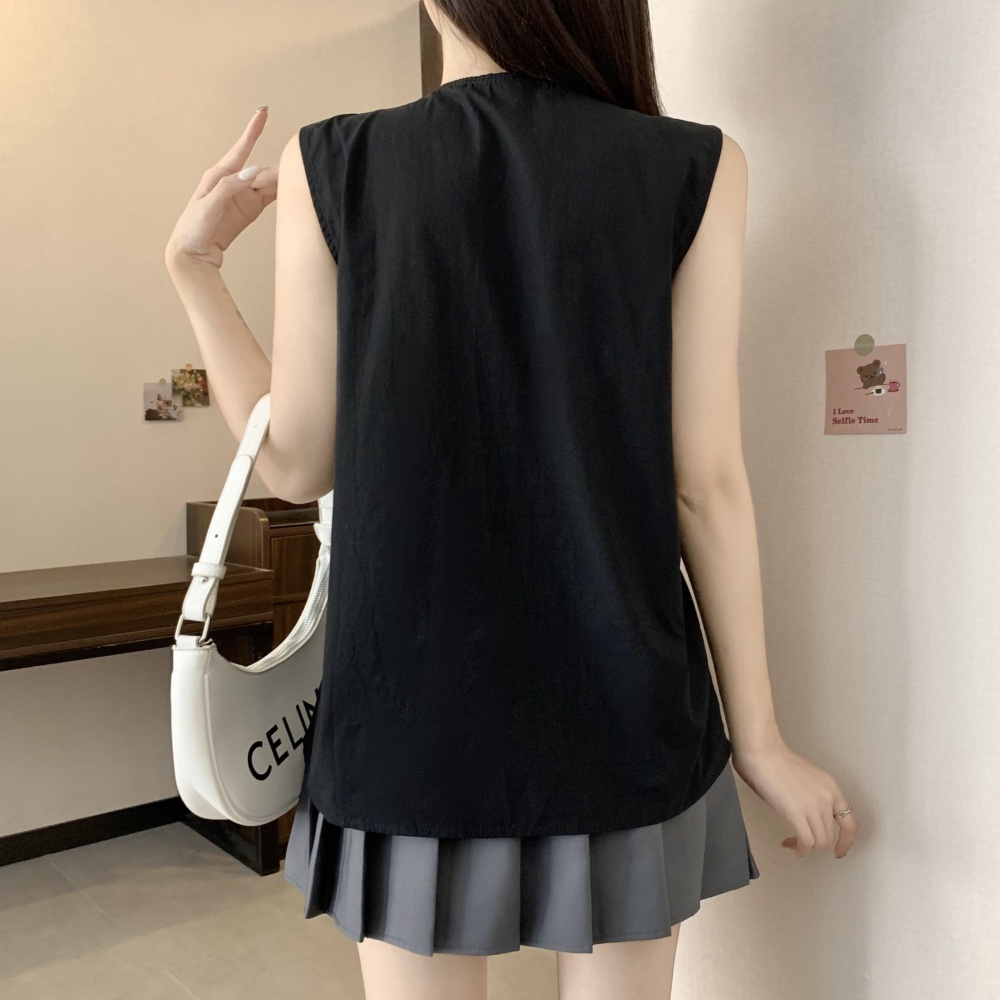 Sleeveless large yard shirt breathable slim tops for women