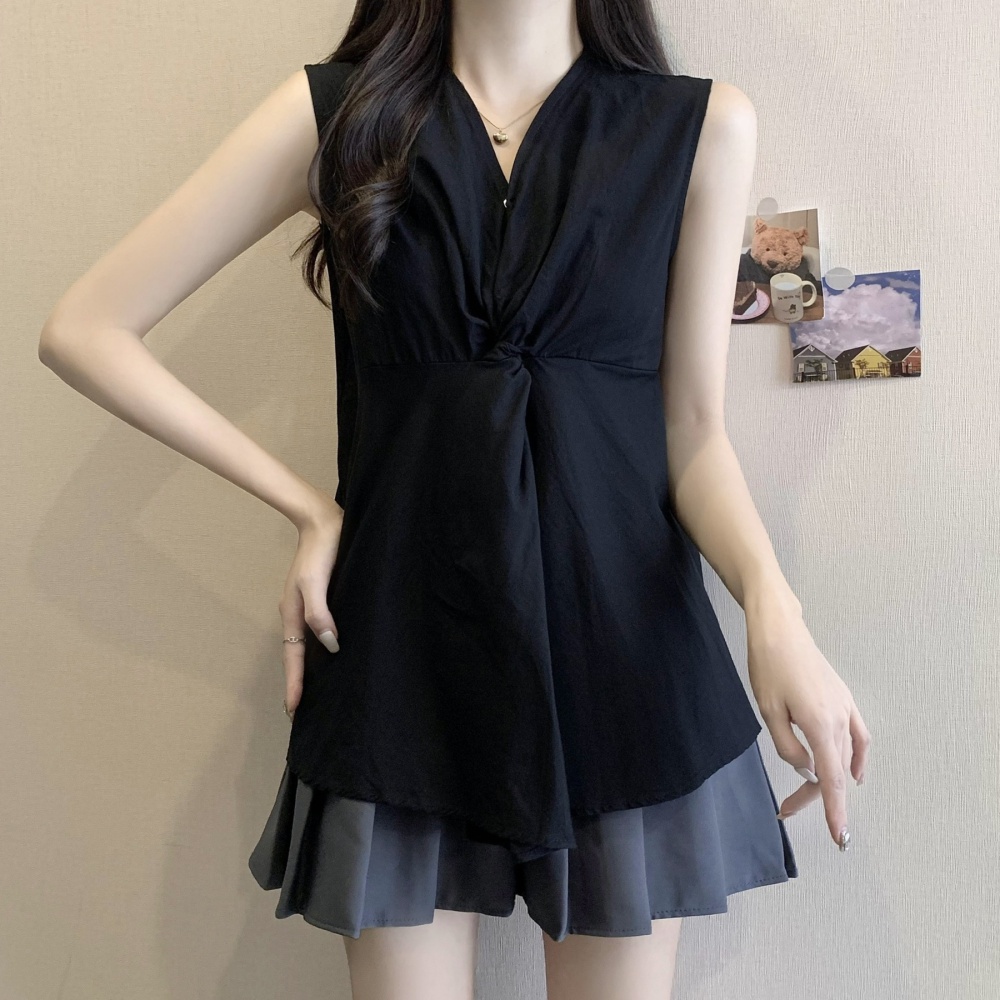 Sleeveless large yard shirt breathable slim tops for women