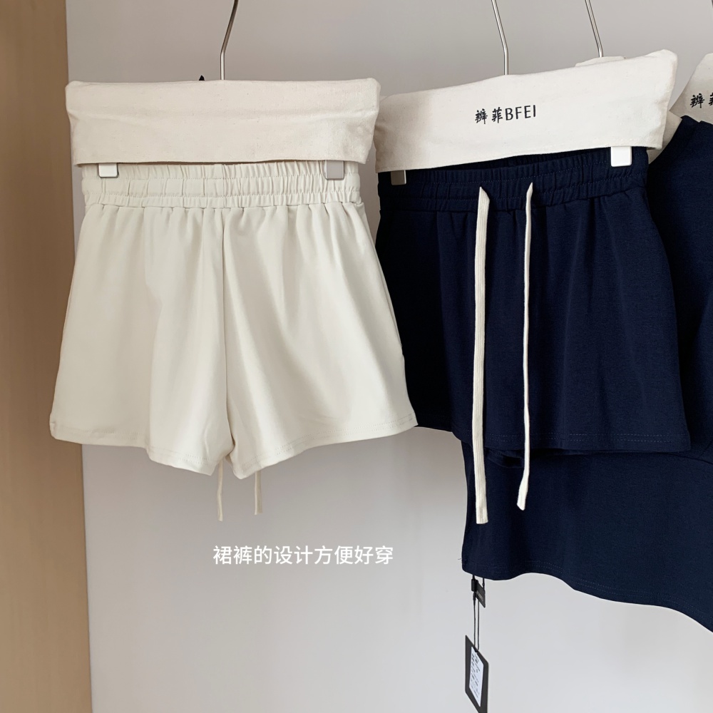 Short sleeve elastic T-shirt drawstring shorts a set