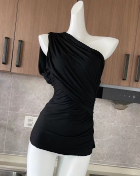 Unique sloping shoulder tops chouzhe vest for women