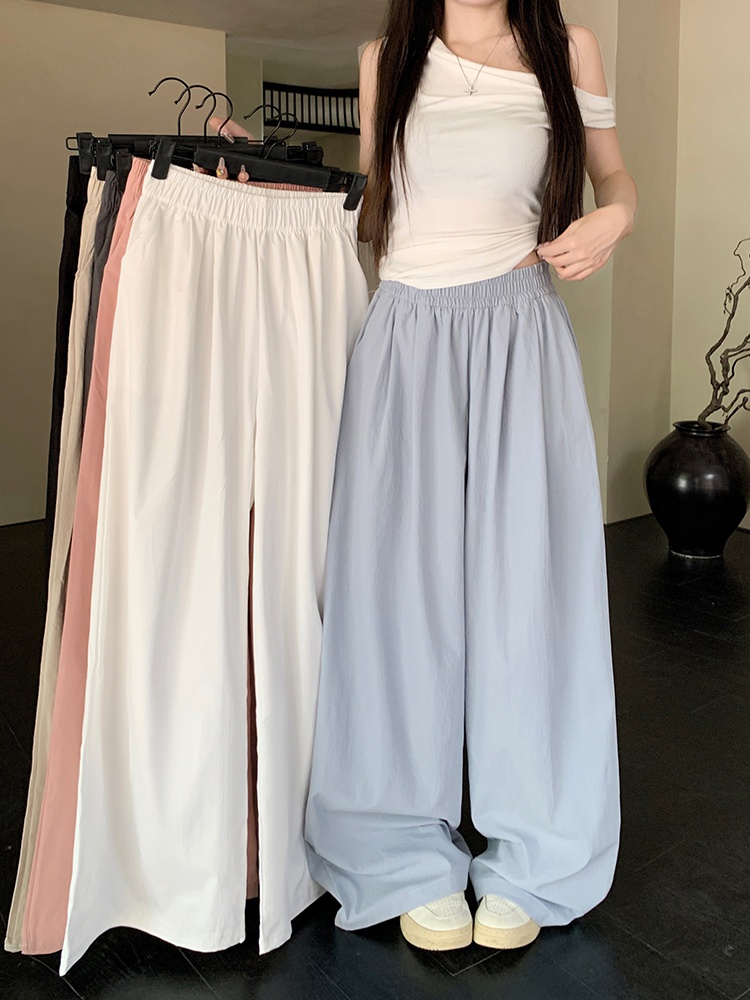 Loose elastic waist casual pants slim wide leg pants