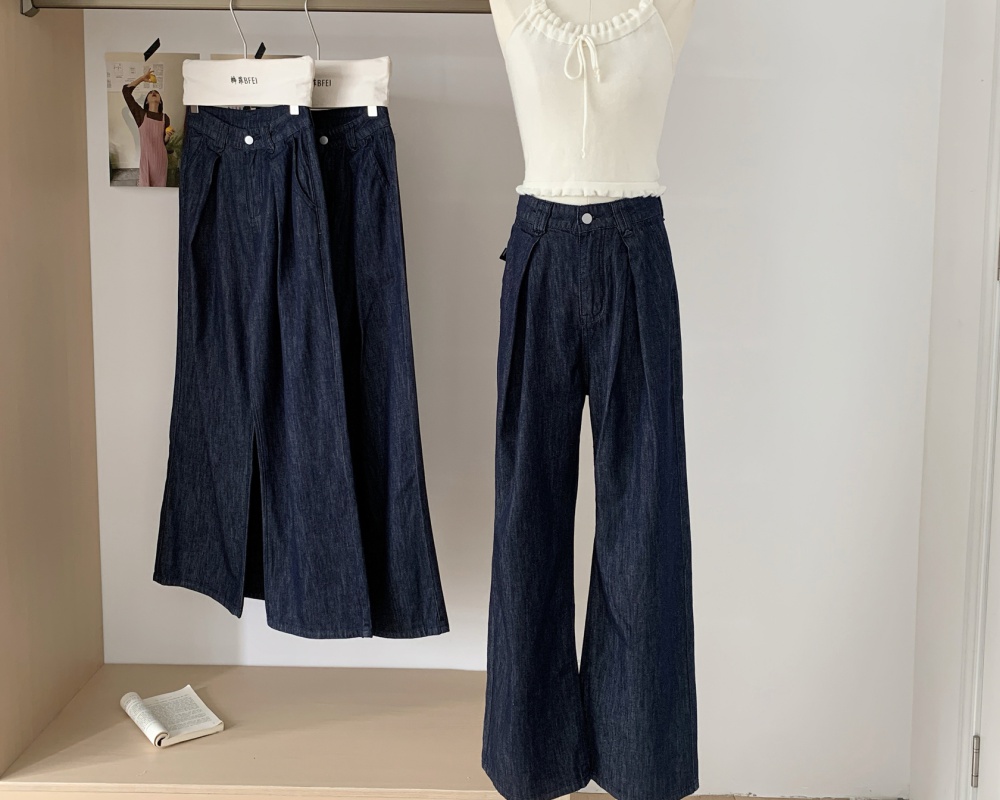 All-match summer fold jeans loose straight pants long pants