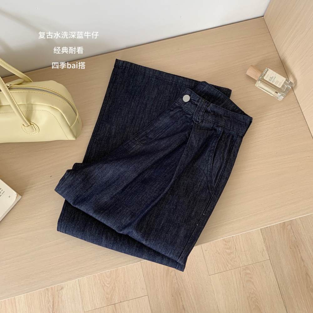 All-match summer fold jeans loose straight pants long pants