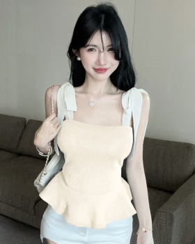 Pure knitted fashion tops slim all-match sling vest