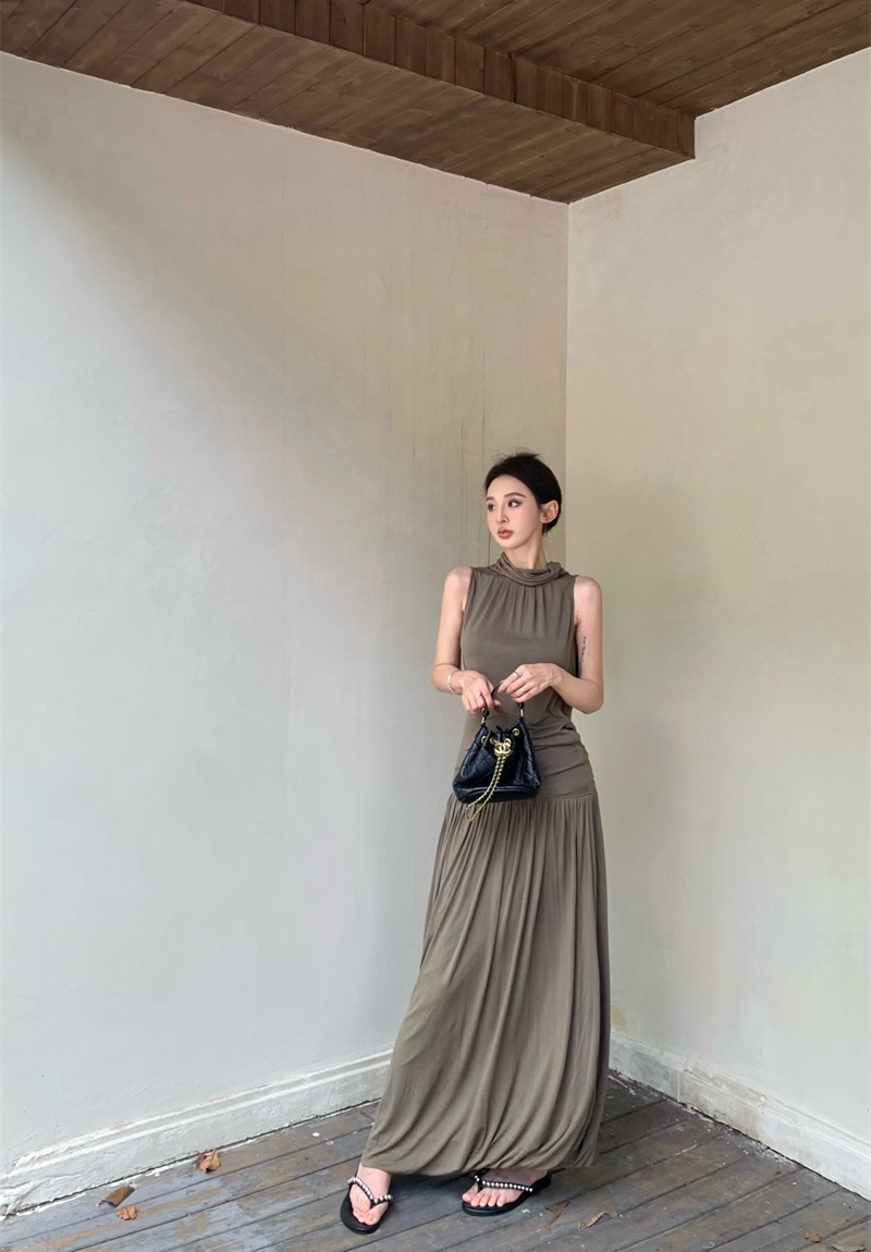 Halter temperament vest retro skirt a set