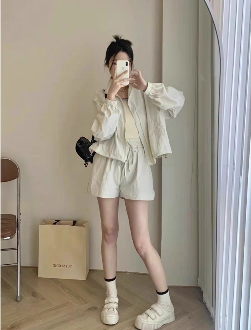 Summer fashion sun shirt Casual thin shorts 2pcs set