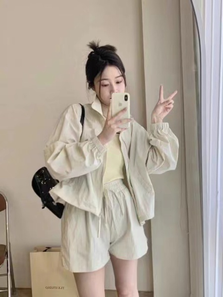 Summer fashion sun shirt Casual thin shorts 2pcs set