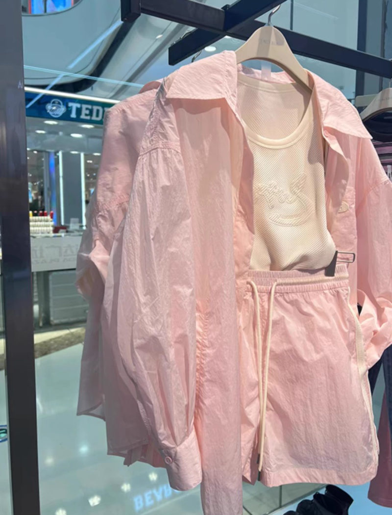 Summer pink sun shirt chanelstyle shorts 2pcs set