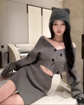 Slim dress small fellow sweater 2pcs set for women