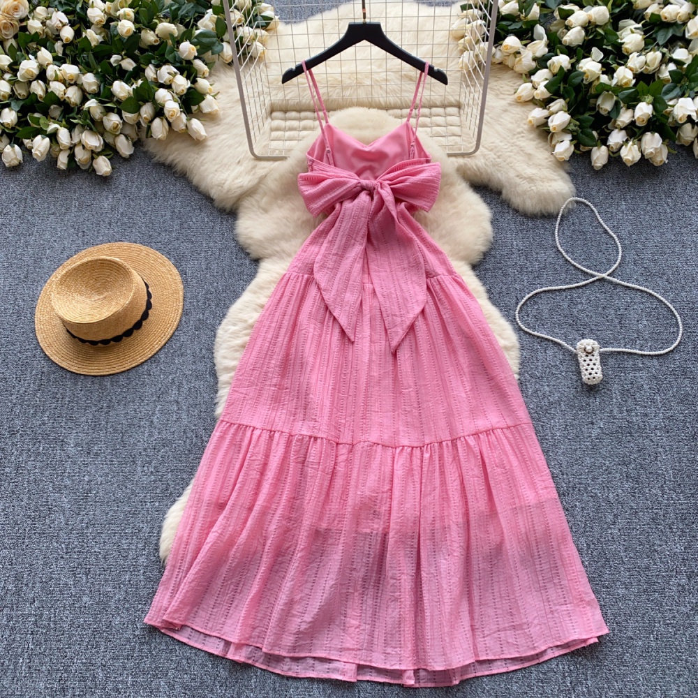 Frenum summer lady France style bow dress for women