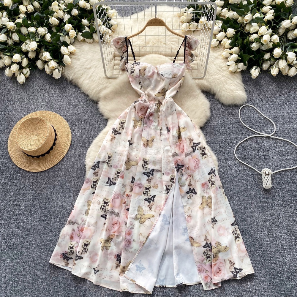 Vacation split formal dress sling dress for women