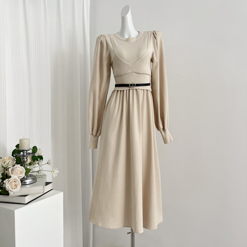 Korean style sweet long dress slim temperament dress